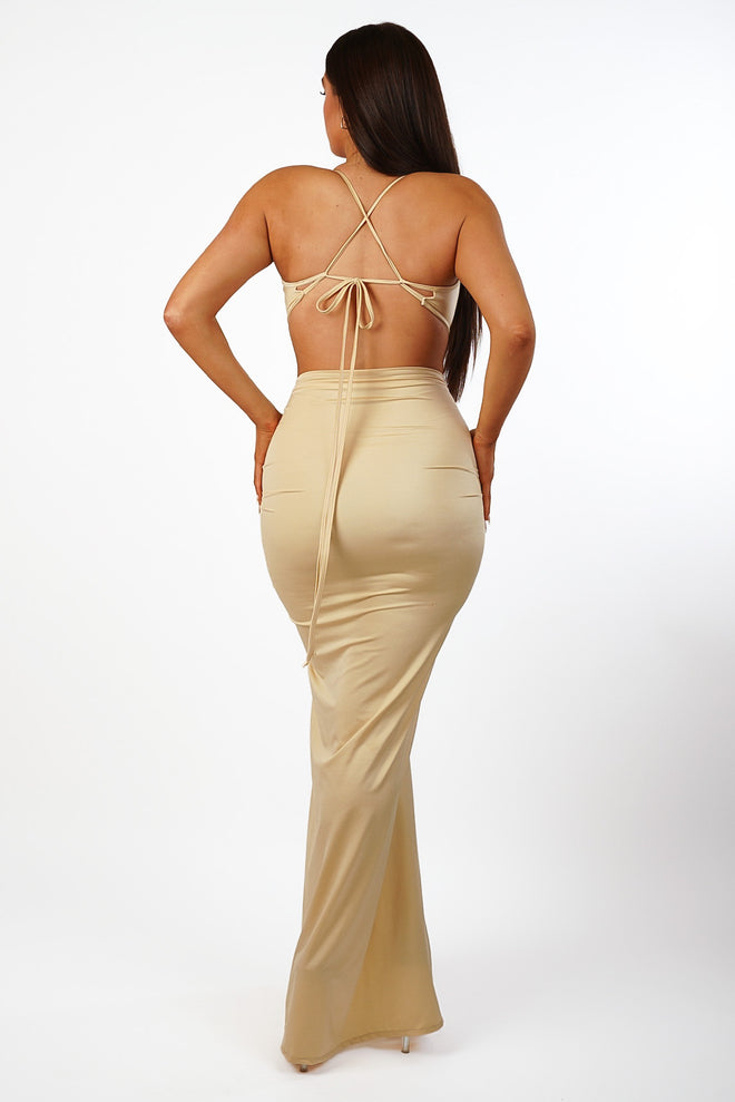 Adjustable Double Layered Tie-Up Top (Frappé Nude)